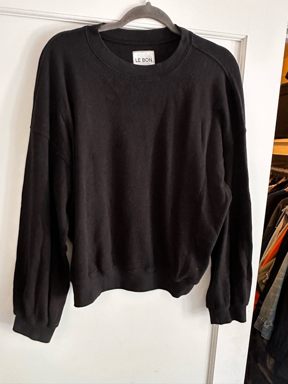 Le Bon Shoppe Black Pointelle Crewneck Sweatshirt - Picture 9 of 13